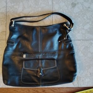 Lauren Conrad LC Black Leather Slouchy Soft Bag